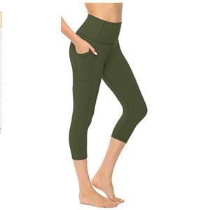High Waist Yoga Pants with Pockets, Tummy Control Workout Running 4 Way Stretch